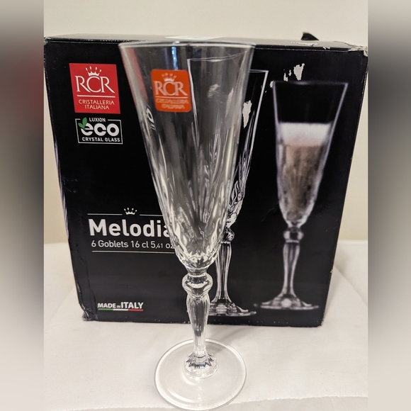 RCR Crystal Melodia Champagne Flute Set 6pc NEW NWB - Picture 3 of 4